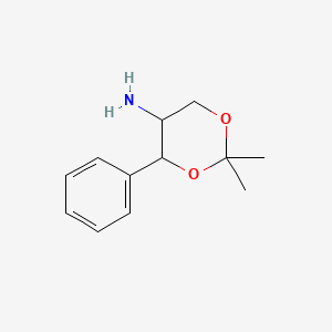 molecular formula C12H17NO2 B3138265 2,2-Dimethyl-4-phenyl-1,3-dioxan-5-amine CAS No. 4508-82-1