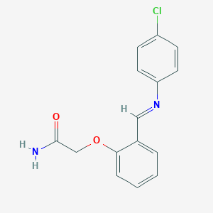 molecular formula C15H13ClN2O2 B313833 2-(2-{[(4-Chlorophenyl)imino]methyl}phenoxy)acetamide 