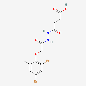 molecular formula C13H14Br2N2O5 B3138488 4-{2-[(2,4-Dibromo-6-methylphenoxy)acetyl]hydrazino}-4-oxobutanoic acid CAS No. 458551-03-6
