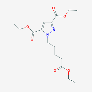 molecular formula C16H24N2O6 B3138495 1-(4-Ethoxycarbonyl-butyl)-1H-pyrazole-3,5-dicarboxylic acid diethyl ester CAS No. 459157-13-2