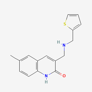 molecular formula C16H16N2OS B3138507 6-Methyl-3-{[(thiophen-2-ylmethyl)-amino]-methyl}-1H-quinolin-2-one CAS No. 459443-11-9