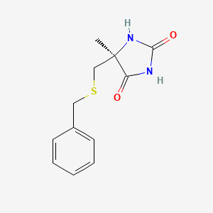 molecular formula C12H14N2O2S B3138521 (S)-5-((Benzylthio)methyl)-5-methylimidazolidine-2,4-dione CAS No. 459818-48-5