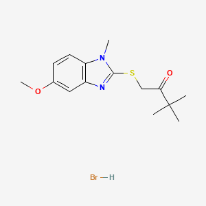 molecular formula C15H21BrN2O2S B3138536 1-[(5-methoxy-1-methyl-1H-benzimidazol-2-yl)thio]-3,3-dimethyl-2-butanone hydrobromide CAS No. 460708-97-8