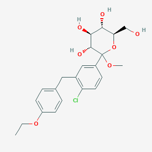 molecular formula C22H27ClO7 B3138581 (3R,4S,5S,6R)-2-(4-chloro-3-(4-ethoxybenzyl)phenyl)-6-(hydroxymethyl)-2-methoxytetrahydro-2H-pyran-3,4,5-triol CAS No. 461432-24-6