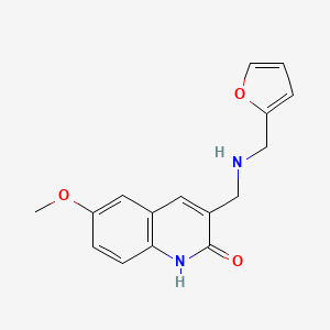molecular formula C16H16N2O3 B3138623 3-{[(Furan-2-ylmethyl)-amino]-methyl}-6-methoxy-1H-quinolin-2-one CAS No. 462067-56-7