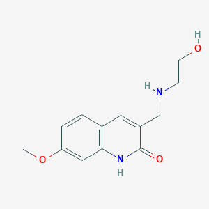 molecular formula C13H16N2O3 B3138624 3-[(2-Hydroxyethylamino)-methyl]-7-methoxy-1H-quinolin-2-one CAS No. 462067-64-7