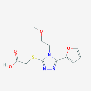 molecular formula C11H13N3O4S B3138632 [5-呋喃-2-基-4-(2-甲氧基-乙基)-4H-[1,2,4]三唑-3-基硫代]-乙酸 CAS No. 462068-08-2