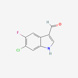molecular formula C9H5ClFNO B3138726 6-氯-5-氟-1H-吲哚-3-甲醛 CAS No. 467451-99-6