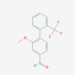 molecular formula C15H11F3O2 B3138841 2-Methoxy-2'-trifluoromethyl-[1,1'-biphenyl]-4-carboxaldehyde CAS No. 473264-20-9