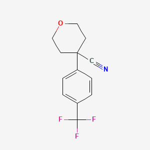 molecular formula C13H12F3NO B3138903 4-[4-(Trifluoromethyl)phenyl]oxane-4-carbonitrile CAS No. 473706-06-8