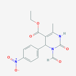 molecular formula C15H15N3O6 B3138911 3-甲酰基-6-甲基-4-(4-硝基苯基)-2-氧代-1,2,3,4-四氢-5-嘧啶羧酸乙酯 CAS No. 473924-98-0