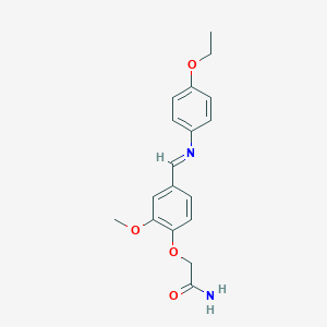 molecular formula C18H20N2O4 B313894 2-(4-{[(4-Ethoxyphenyl)imino]methyl}-2-methoxyphenoxy)acetamide 