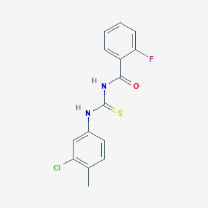 molecular formula C15H12ClFN2OS B313904 N-[(3-chloro-4-methylphenyl)carbamothioyl]-2-fluorobenzamide 