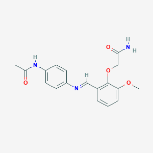 molecular formula C18H19N3O4 B313908 2-[2-({[4-(Acetylamino)phenyl]imino}methyl)-6-methoxyphenoxy]acetamide 