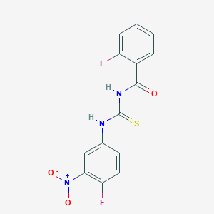 molecular formula C14H9F2N3O3S B313914 2-fluoro-N-[(4-fluoro-3-nitrophenyl)carbamothioyl]benzamide 