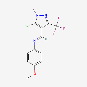 N-{(E)-[5-chloro-1-methyl-3-(trifluoromethyl)-1H-pyrazol-4-yl]methylidene}-4-methoxyaniline