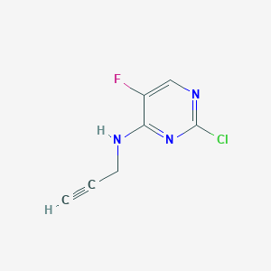 molecular formula C7H5ClFN3 B3139189 (2-氯-5-氟-嘧啶-4-基)丙-2-炔胺 CAS No. 477592-83-9