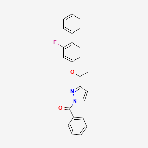 molecular formula C24H19FN2O2 B3139202 (3-{1-[(2-fluoro[1,1'-biphenyl]-4-yl)oxy]ethyl}-1H-pyrazol-1-yl)(phenyl)methanone CAS No. 477708-88-6
