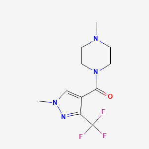 molecular formula C11H15F3N4O B3139203 (4-Methylpiperazin-1-yl)-[1-methyl-3-(trifluoromethyl)pyrazol-4-yl]methanone CAS No. 477709-04-9