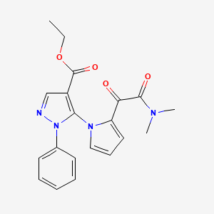 molecular formula C20H20N4O4 B3139211 5-{2-[2-(二甲氨基)-2-氧代乙酰]-1H-吡咯-1-基}-1-苯基-1H-吡唑-4-羧酸乙酯 CAS No. 477709-24-3