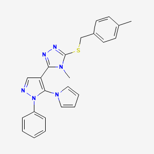 4-Methyl-3-[(4-methylphenyl)methylsulfanyl]-5-(1-phenyl-5-pyrrol-1-ylpyrazol-4-yl)-1,2,4-triazole