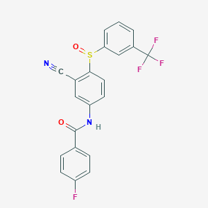 molecular formula C21H12F4N2O2S B3139249 N-(3-cyano-4-{[3-(trifluoromethyl)phenyl]sulfinyl}phenyl)-4-fluorobenzenecarboxamide CAS No. 477709-96-9