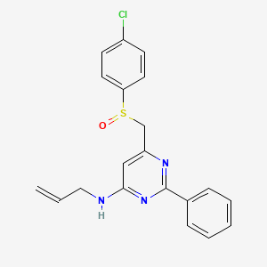 molecular formula C20H18ClN3OS B3139267 N-Allyl-6-(((4-chlorophenyl)sulfinyl)methyl)-2-phenyl-4-pyrimidinamine CAS No. 477710-06-8