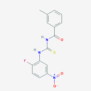molecular formula C15H12FN3O3S B313927 N-[(2-fluoro-5-nitrophenyl)carbamothioyl]-3-methylbenzamide 
