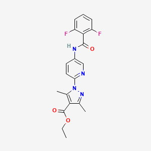 molecular formula C20H18F2N4O3 B3139271 ethyl 1-{5-[(2,6-difluorobenzoyl)amino]-2-pyridinyl}-3,5-dimethyl-1H-pyrazole-4-carboxylate CAS No. 477710-47-7