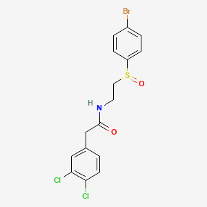 molecular formula C16H14BrCl2NO2S B3139282 N-(2-((4-Bromophenyl)sulfinyl)ethyl)-2-(3,4-dichlorophenyl)acetamide CAS No. 477710-82-0