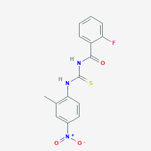 molecular formula C15H12FN3O3S B313930 2-fluoro-N-[(2-methyl-4-nitrophenyl)carbamothioyl]benzamide 