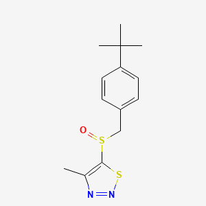 molecular formula C14H18N2OS2 B3139302 5-{[4-(Tert-butyl)benzyl]sulfinyl}-4-methyl-1,2,3-thiadiazole CAS No. 477711-26-5