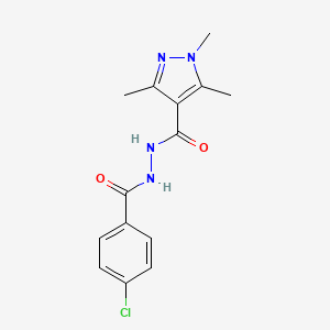 molecular formula C14H15ClN4O2 B3139307 N'-(4-氯苯甲酰)-1,3,5-三甲基-1H-吡唑-4-甲酰肼 CAS No. 477711-80-1