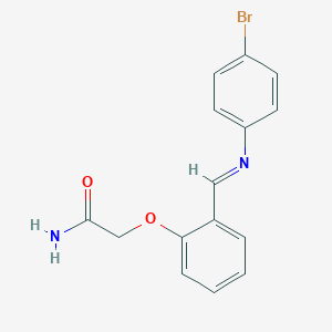 molecular formula C15H13BrN2O2 B313931 2-(2-{[(4-Bromophenyl)imino]methyl}phenoxy)acetamide 