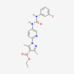 ethyl 1-(5-{[(3-fluoroanilino)carbonyl]amino}-2-pyridinyl)-3,5-dimethyl-1H-pyrazole-4-carboxylate