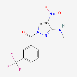 molecular formula C12H9F3N4O3 B3139331 [3-(methylamino)-4-nitro-1H-pyrazol-1-yl][3-(trifluoromethyl)phenyl]methanone CAS No. 477713-57-8