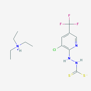 molecular formula C13H20ClF3N4S2 B3139335 N,N-二乙基-1-乙铵 2-[3-氯-5-(三氟甲基)-2-吡啶基]-1-肼基二硫代碳酸酯 CAS No. 477713-60-3