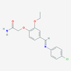 molecular formula C17H17ClN2O3 B313935 2-(4-{[(4-Chlorophenyl)imino]methyl}-2-ethoxyphenoxy)acetamide 