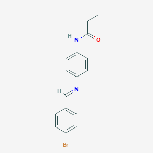 molecular formula C16H15BrN2O B313940 N-{4-[(4-bromobenzylidene)amino]phenyl}propanamide 