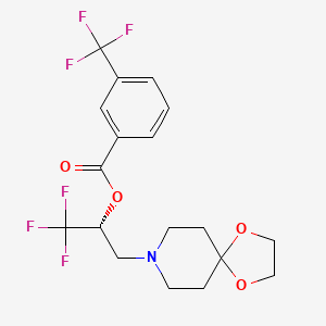 molecular formula C18H19F6NO4 B3139401 (2R)-3-{1,4-dioxa-8-azaspiro[4.5]decan-8-yl}-1,1,1-trifluoropropan-2-yl 3-(trifluoromethyl)benzoate CAS No. 477762-56-4