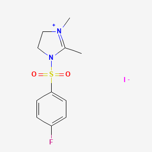 1-[(4-fluorophenyl)sulfonyl]-2,3-dimethyl-4,5-dihydro-1H-imidazol-3-ium iodide