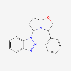 molecular formula C18H18N4O B3139436 1-(3-phenylhexahydropyrrolo[2,1-b][1,3]oxazol-5-yl)-1H-1,2,3-benzotriazole CAS No. 477766-77-1