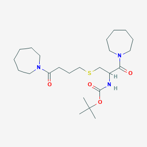 molecular formula C24H43N3O4S B3139437 tert-butyl N-[2-(1-azepanyl)-1-({[4-(1-azepanyl)-4-oxobutyl]sulfanyl}methyl)-2-oxoethyl]carbamate CAS No. 477768-12-0