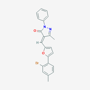 molecular formula C22H17BrN2O2 B313944 4-{[5-(2-bromo-4-methylphenyl)-2-furyl]methylene}-5-methyl-2-phenyl-2,4-dihydro-3H-pyrazol-3-one 