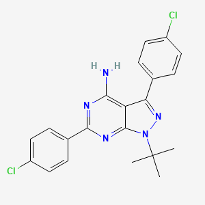 molecular formula C21H19Cl2N5 B3139487 1-(叔丁基)-3,6-双(4-氯苯基)-1H-吡唑并[3,4-d]嘧啶-4-胺 CAS No. 477845-29-7
