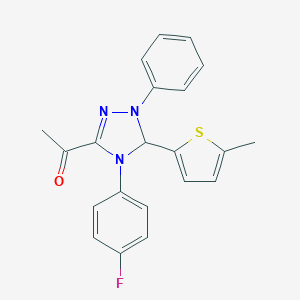 molecular formula C21H18FN3OS B313949 1-[4-(4-fluorophenyl)-5-(5-methylthiophen-2-yl)-1-phenyl-4,5-dihydro-1H-1,2,4-triazol-3-yl]ethanone 