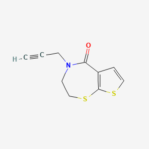 molecular formula C10H9NOS2 B3139499 4-(2-炔丙基)-3,4-二氢噻吩并[3,2-f][1,4]噻氮杂𬭩-5(2H)-酮 CAS No. 477845-64-0