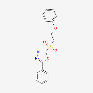 molecular formula C16H14N2O4S B3139521 2-Phenoxyethyl 5-phenyl-1,3,4-oxadiazol-2-yl sulfone CAS No. 477846-81-4