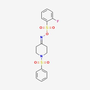 molecular formula C17H17FN2O5S2 B3139546 4-({[(2-Fluorophenyl)sulfonyl]oxy}imino)-1-(phenylsulfonyl)piperidine CAS No. 477847-33-9