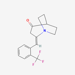 molecular formula C16H16F3NO B3139559 2-{(E)-[2-(trifluoromethyl)phenyl]methylidene}-1-azabicyclo[3.2.2]nonan-4-one CAS No. 477848-10-5